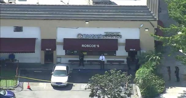 PHOTO: Rapper PnB Rock shot, killed at Roscoe's Chicken & Waffles in Los Angeles, Sept. 12, 2022. (KABC)