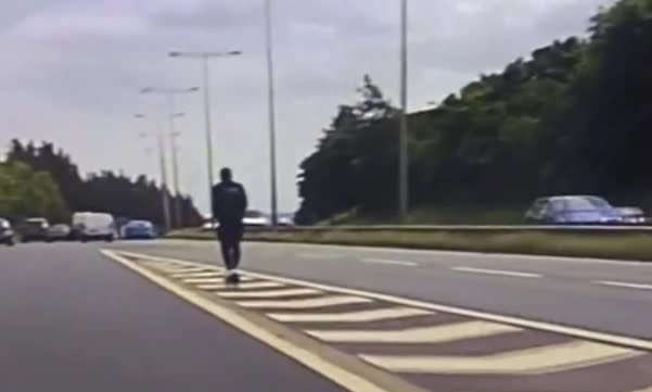 West Yorkshire Police released footage showing the man heading towards the M606 in Bradford. (Police)