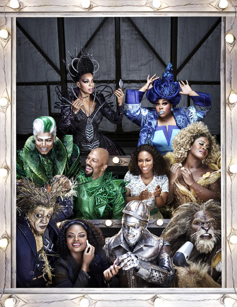 Elijah Kelley as Scarecrow, Shanice Williams as Dorothy, Ne-Yo as Tin-Man, David Alan Grier as The Cowardly Lion, Queen Latifah as The Wiz, Common as The Bouncer, Stephanie Mills as Auntie Em, Uzo Aduba as Glinda, Mary J. Blige as Evillene,  Amber Riley as Addapearle