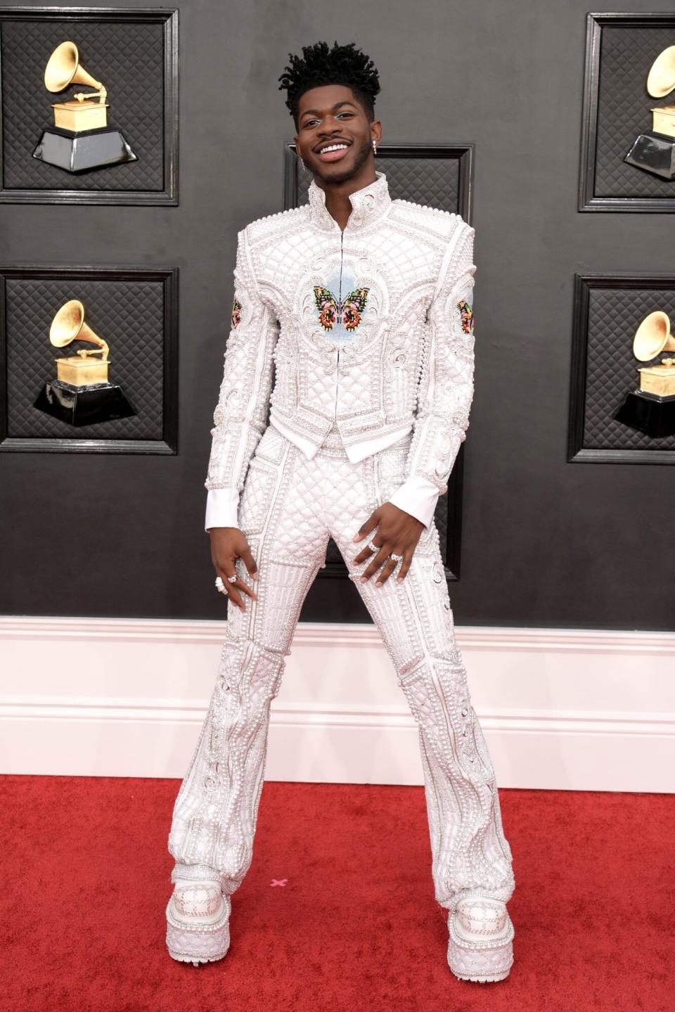 Lil Nas X 2022 Grammys Red Carpet Balmain