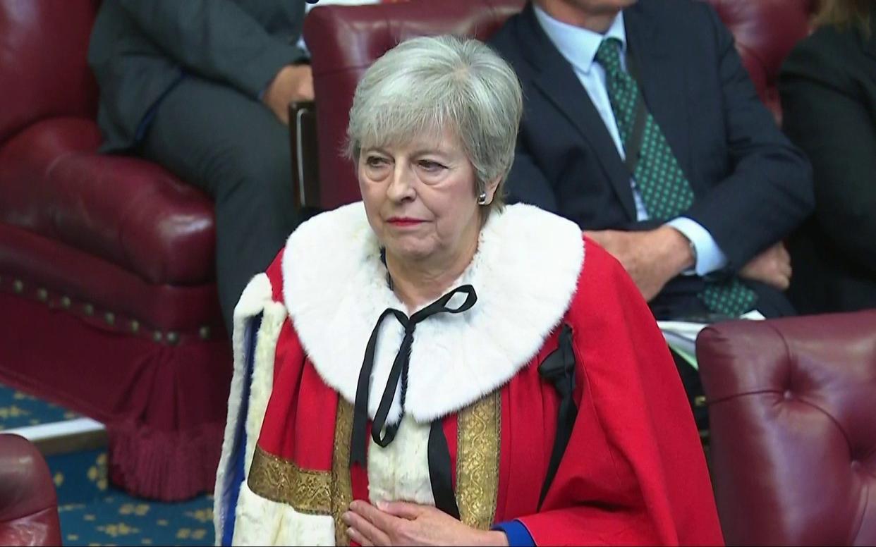 Baroness May of Maidenhead takes her seat in the House of Lords this morning