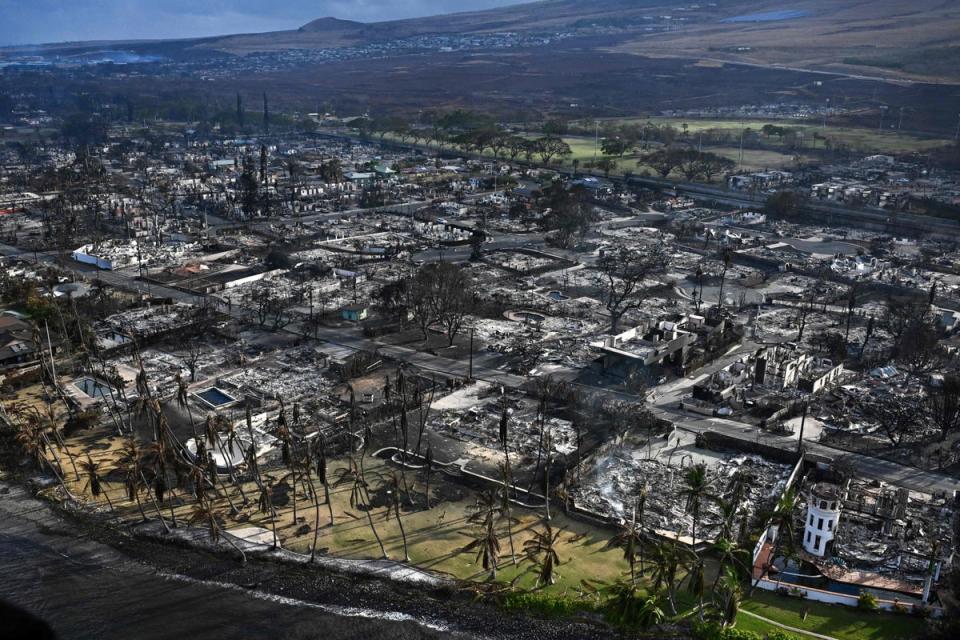 Homes and buildings on the waterfront in Lahaina burned to the ground (AFP via Getty Images)