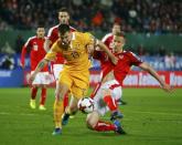 Football Soccer - Austria v Moldavia - 2018 World Cup Qualifying European Zone - Group D - Ernst-Happel Stadium, Vienna, Austria - 24/03/17 - Austria's Marc Janko and Moldavia's Veaceslav Posmac in action. REUTERS/Leonhard Foeger