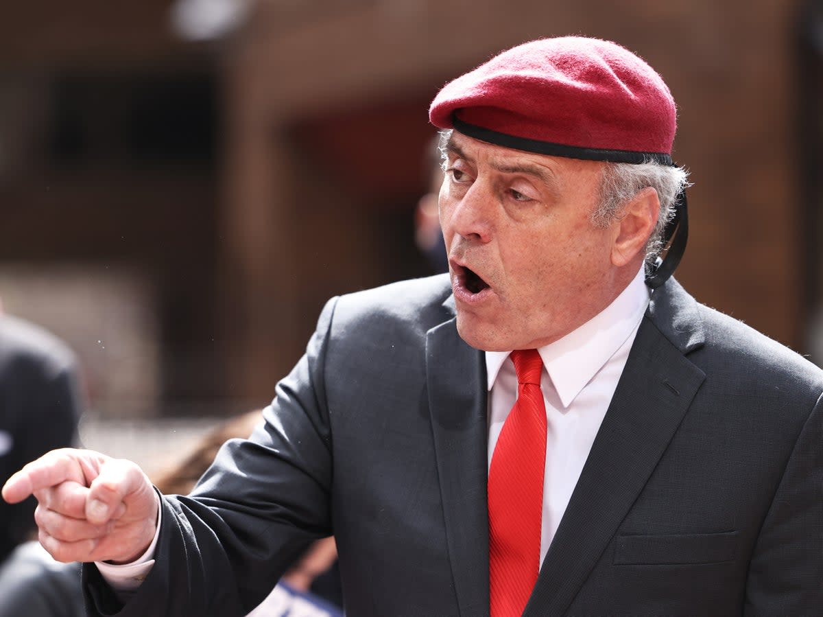 NEW YORK, NEW YORK - APRIL 13: Curtis Sliwa, New York City mayoral candidate and founder of the Guardian Angels, speaks during a press conference at One Police Plaza on April 13, 2021 in New York City.  (Getty Images)