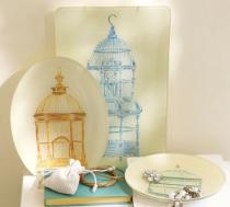 Illustrated Bird Cage Platters