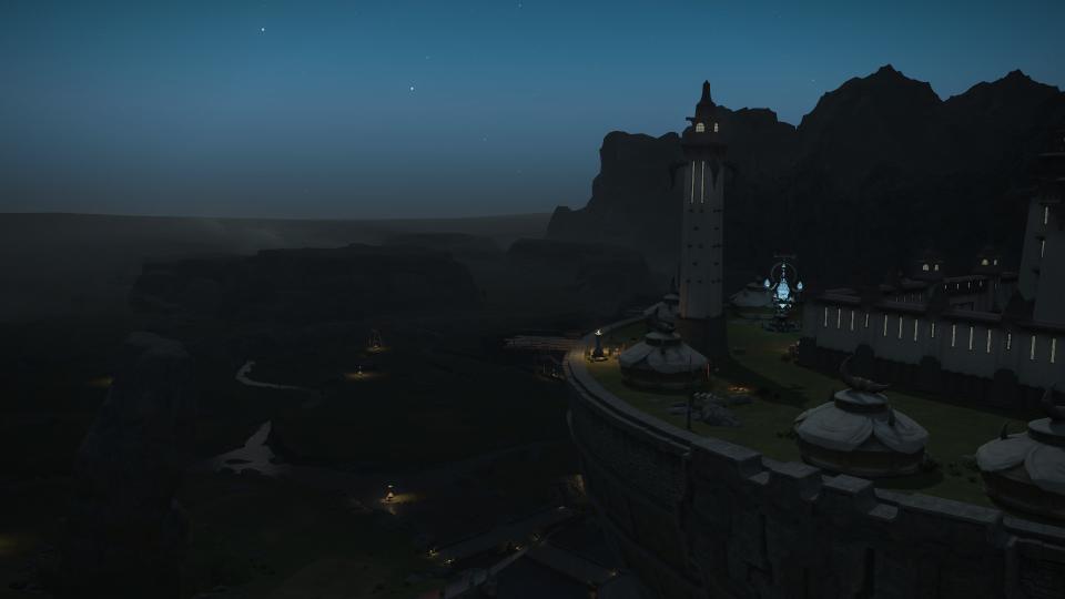 Several images displaying the impact of Final Fantasy 14: Dawntrail's graphics update on older zones.