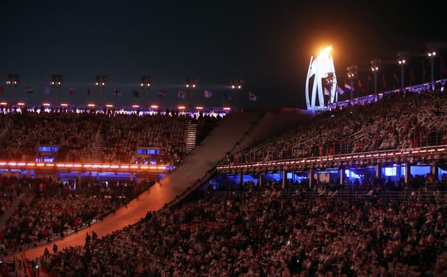 The Paralympic flame during the Closing Ceremony for the PyeongChang 2018 Winter Paralympics (Adam Davy/PA)