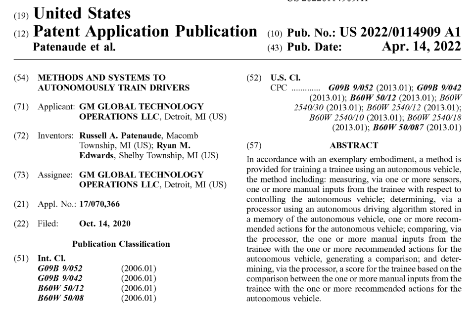 GM patent filing