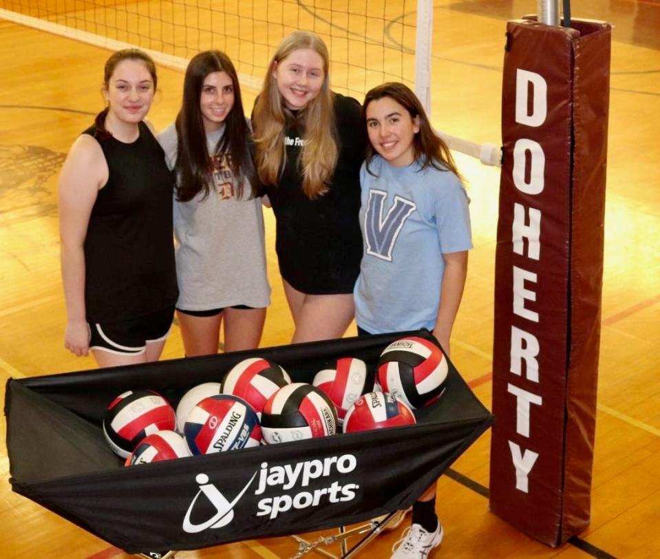 Doherty girls volleyball seniors, from left, Evelynn Rogers, Kate McCarthy, Julia Prendergast and Sophia Guerra.