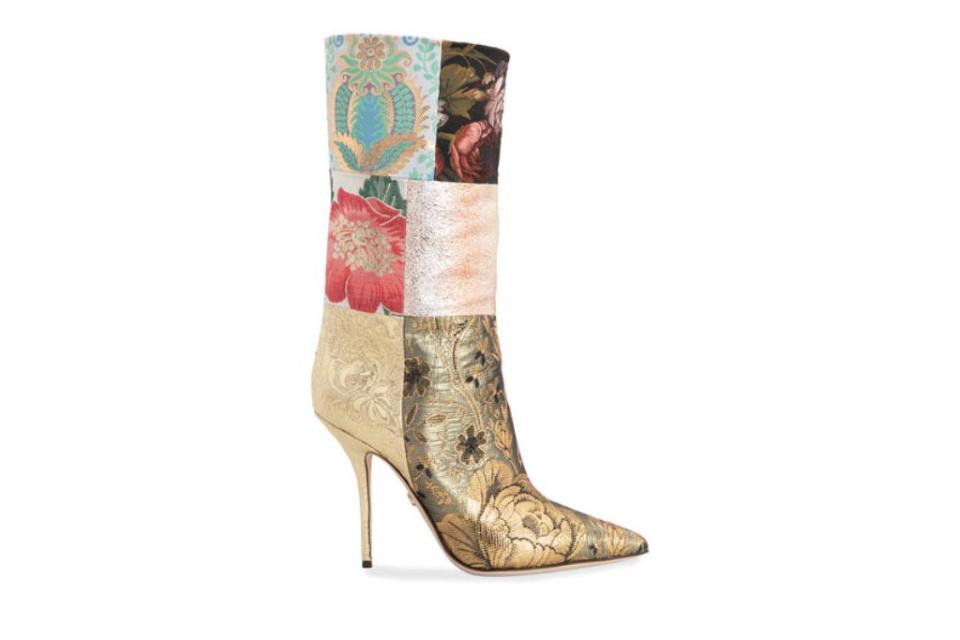 dolce gabbana, patchwork boots, floral boots