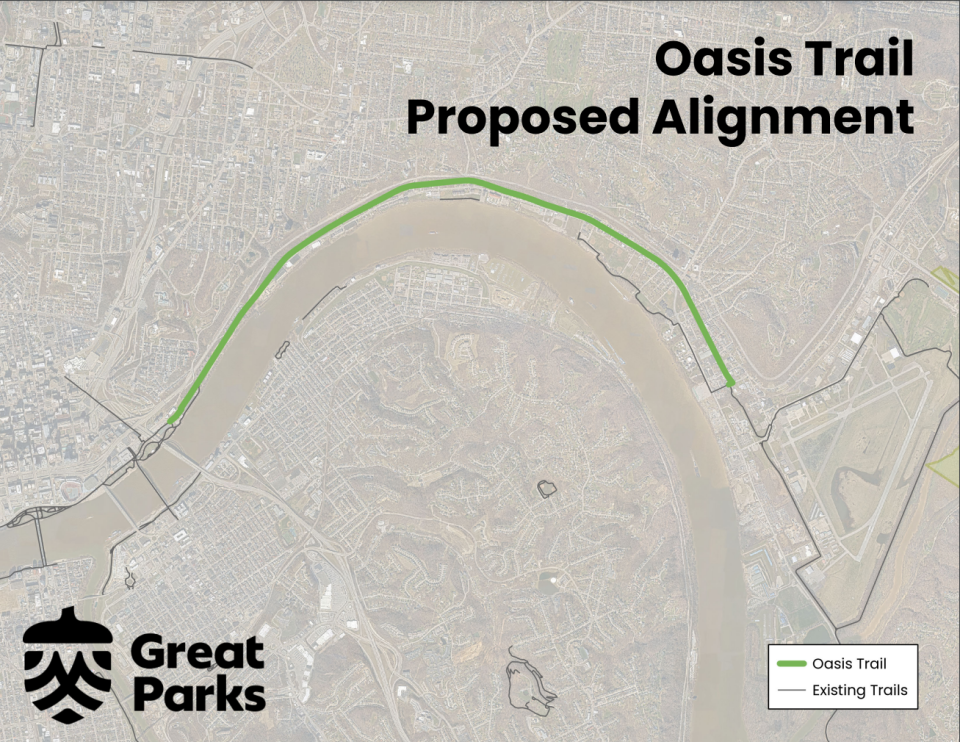 A map of the proposed Oasis Trail.
