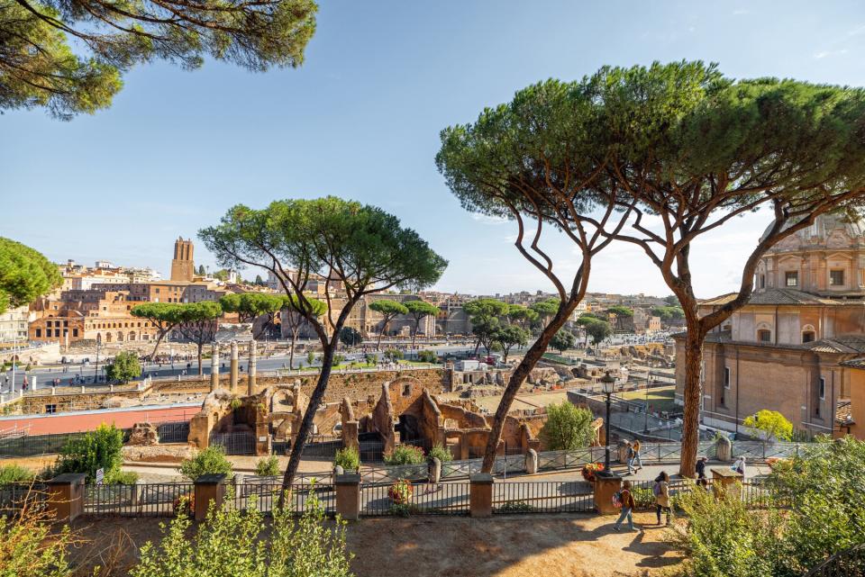 Scenic view on the ancient Roman city from Capitolium hill.