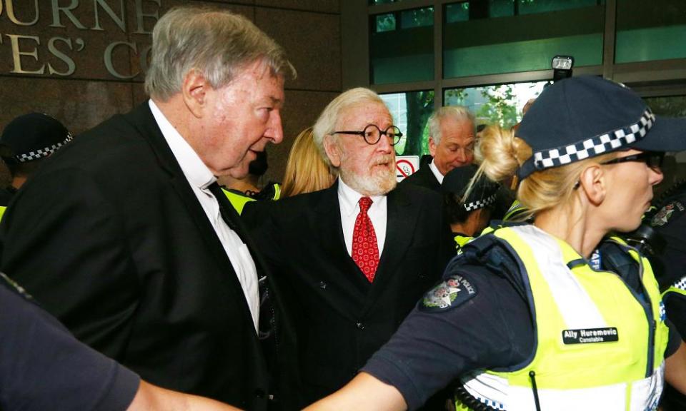 George Pell with his barrister Robert Richter.