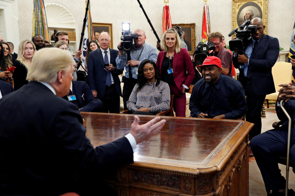 Donald Trump with rapper Kanye West and others