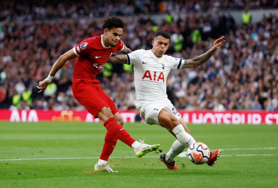 Liverpool's Luis Diaz scores a goal that is later disallowed, in London September 30, 2023. — Action Images via Reuters