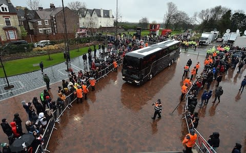 Roma bus arrives unmolested - Credit:  Andrew Powell/Liverpool FC via Getty Images