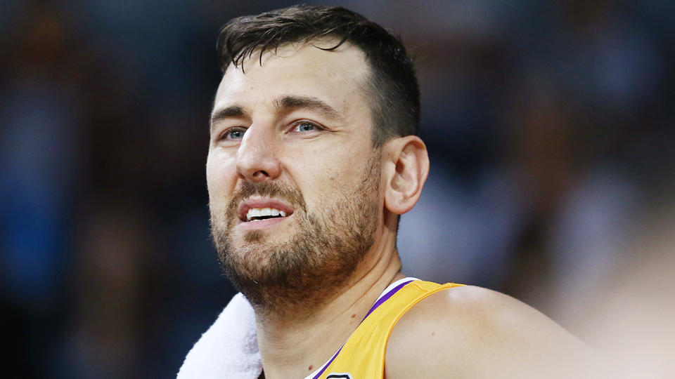 Andrew Bogut has been fined $12,000 by FIBVA for his foul-mouthed accusations of corruption during the World Cup several weeks ago. (Photo by Anthony Au-Yeung/Getty Images)