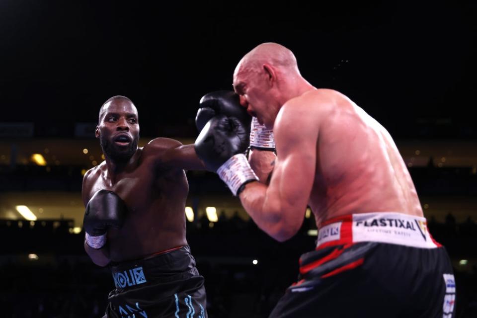Lawrence Okolie (left) secured a comfortable win against Michael Cieslak (Steven Paston/PA) (PA Wire)
