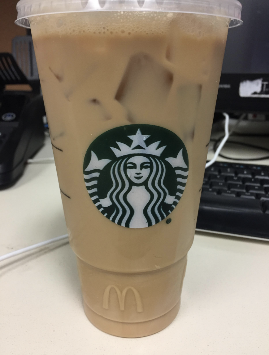 A McDonald's/Starbucks cup