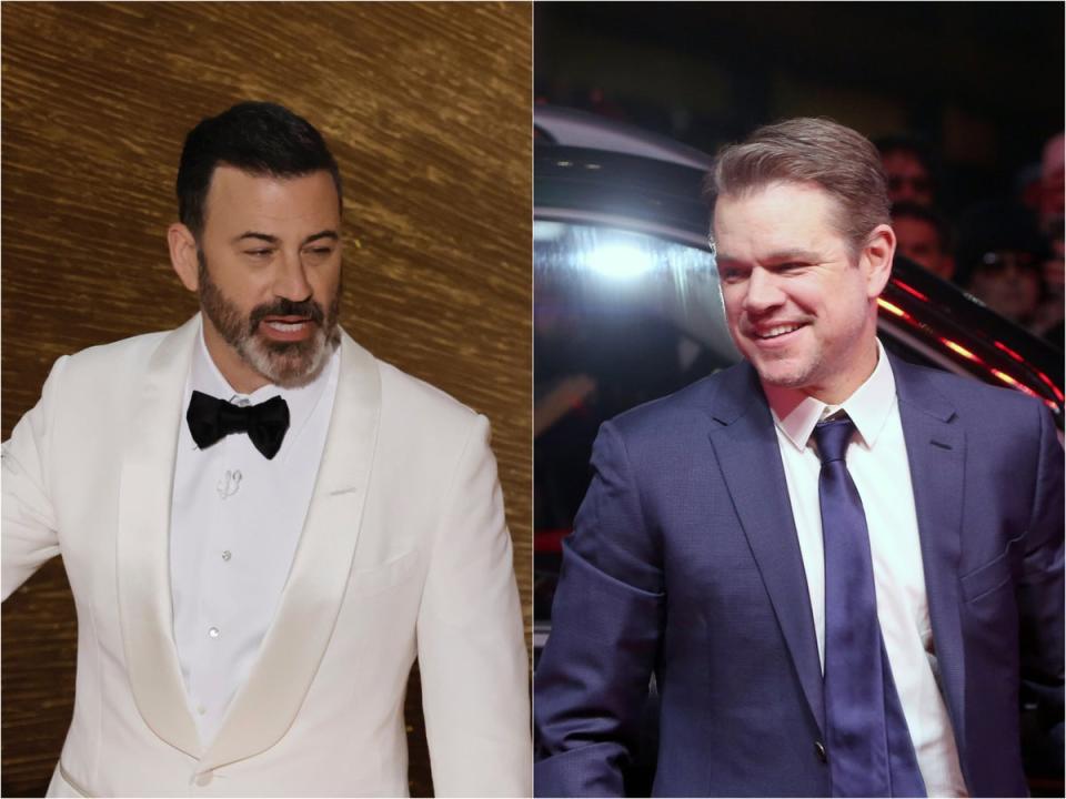 Jimmy Kimmel (left) and Matt Damon (Getty Images)
