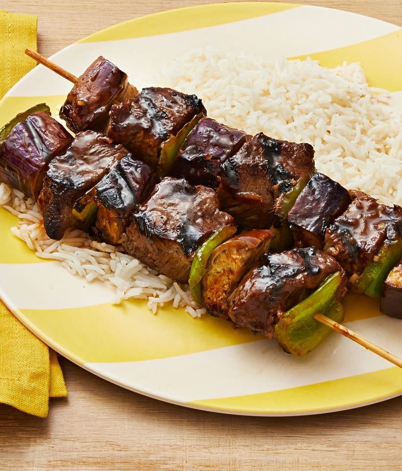 bell pepper recipes soy ginger beef kebabs with rice