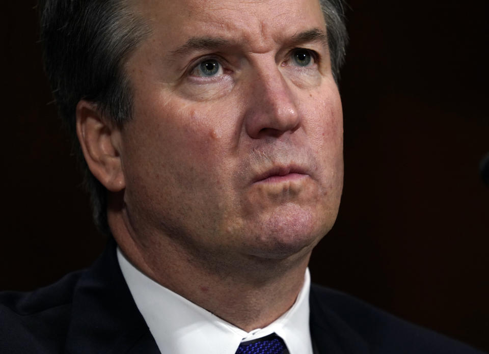 Supreme court nominee Brett Kavanaugh testifies before the Senate Judiciary Committee on Capitol Hill in Washington, Thursday, Sept. 27, 2018. (AP Photo/Andrew Harnik, Pool)