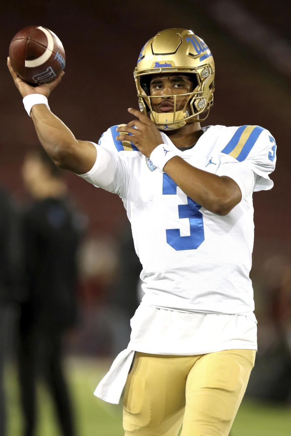 UCLA quarterback Dante Moore passes against Stanford on Saturday.