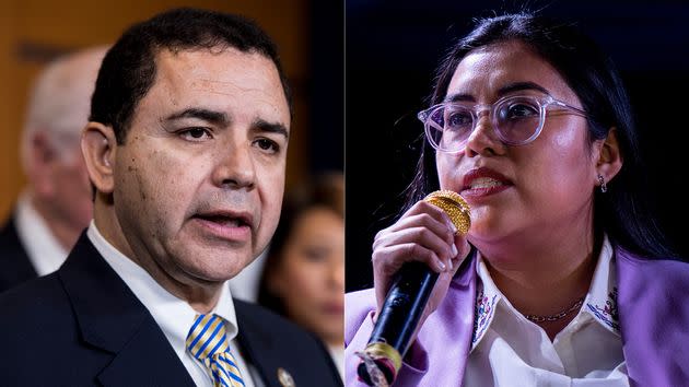 Rep. Henry Cuellar (D-Texas), left, and Jessica Cisneros. (Photo: Getty Images)