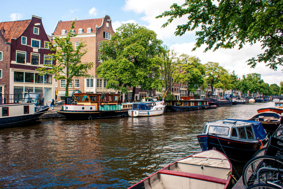 a view of the canals in Amsterdam