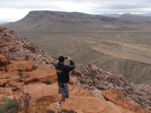 Evan Tanner looks out on the landscape during a trip to Nevada.