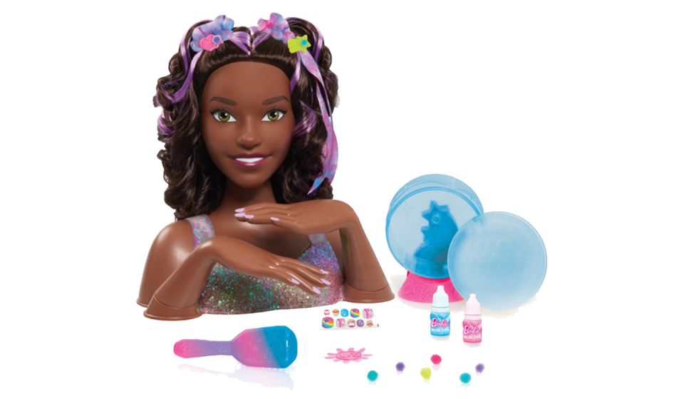 A deluxe life-size Barbie styling head with so many customizable extras — great for busy hands. (Photo: Walmart)