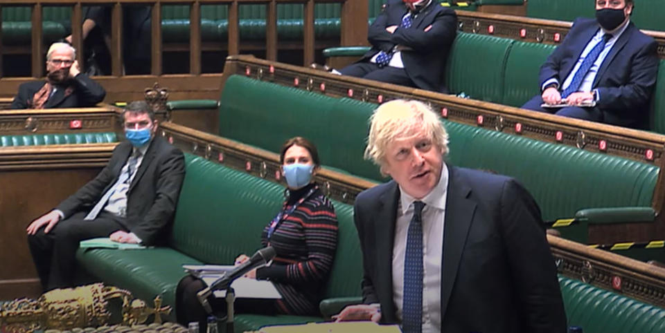 Prime Minister Boris Johnson speaks during Prime Minister's Questions in the House of Commons, London. (Photo by House of Commons/PA Images via Getty Images)