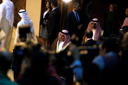 Bahraini Foreign Minister Sheikh Khalid bin Ahmed Al Khalifa is seen at the request of Saudi Arabia, in Cairo, Egypt, November 19, 2017. REUTERS/Amr Abdallah Dalsh