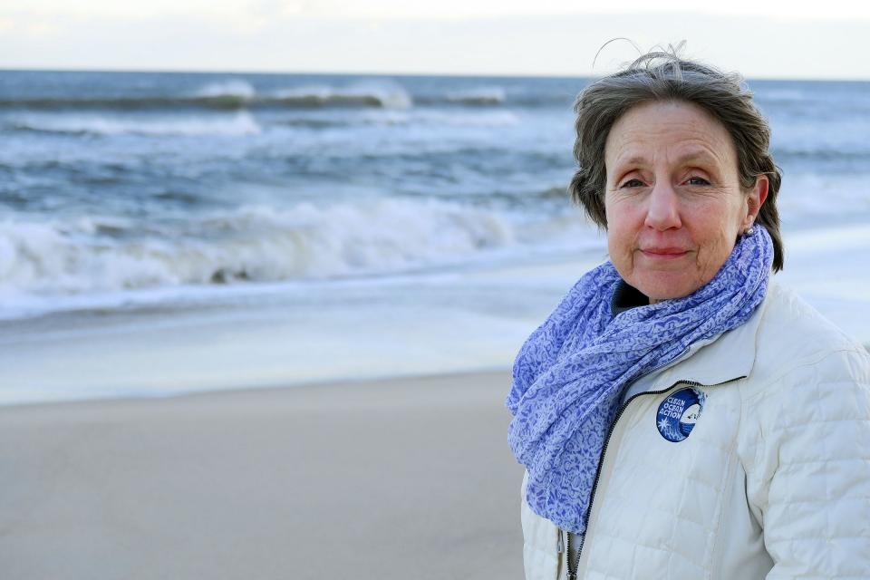 Clean Ocean Action Founder and Executive Director Cindy Zipf walks on the beach near her Long Branch, NJ, office Thursday. January 4, 2024.