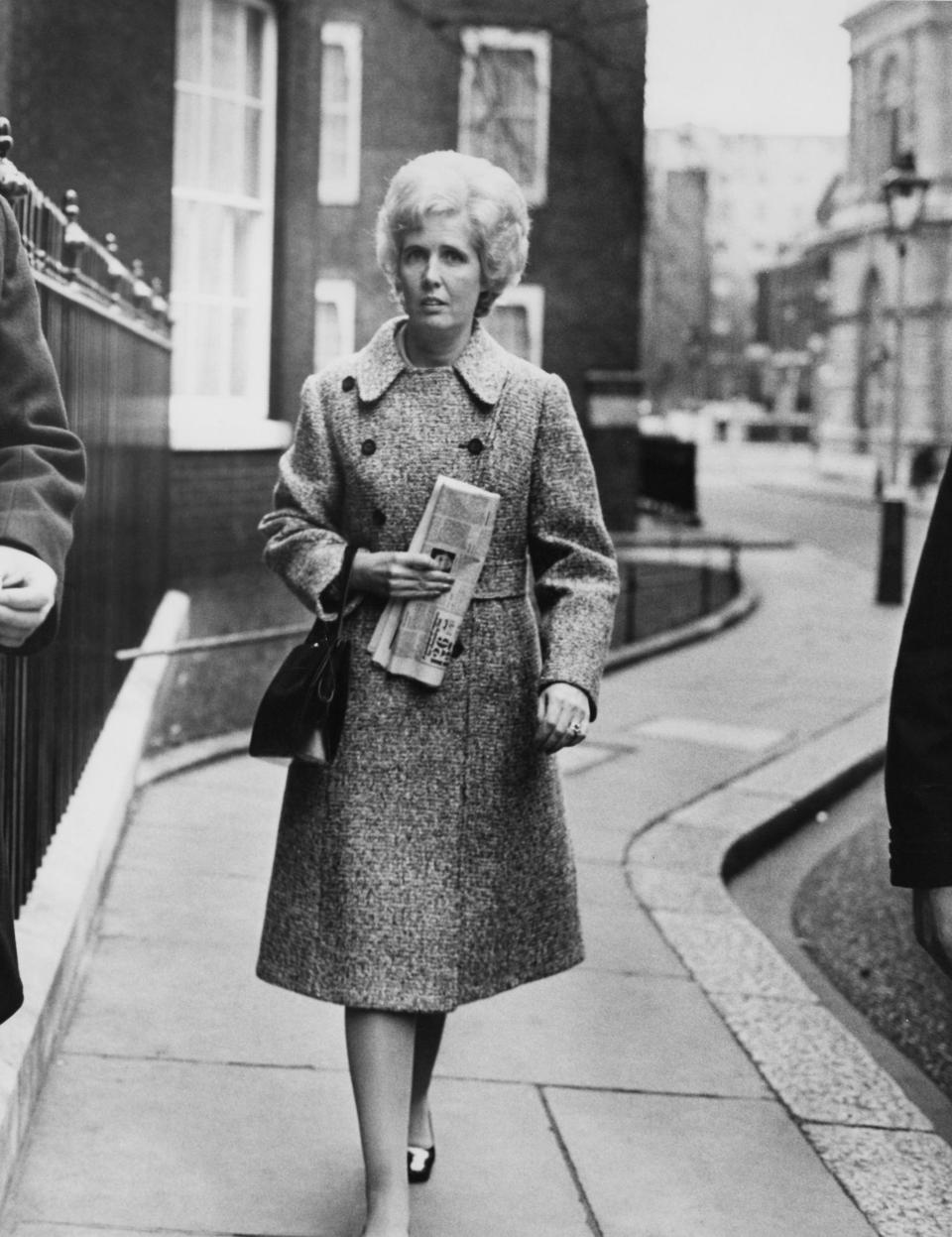 Baroness Falkender, political secretary to British Prime Minister Harold Wilson, arrives at 10 Downing Street, London, 14th January 1975 (Fred Mott/Getty Images)