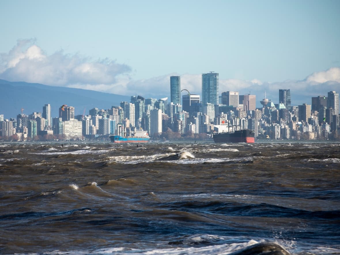 Waves are pictured in the Burrard Inlet in Vancouver, British Columbia, on Friday, October 25, 2019.  (Ben Nelms/CBC - image credit)