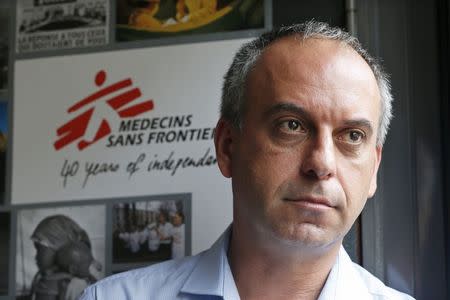 Mego Terzian, head of Medecins sans Frontieres France (MSF), poses during an interview with Reuters at the MSF headquarters in Paris August 29, 2014. REUTERS/Charles Platiau