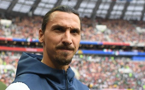 Swedish football player Zlatan Ibrahimovic looks on before the Russia 2018 World Cup Group F football match between Germany and Mexico at the Luzhniki Stadium  - Credit: AFP