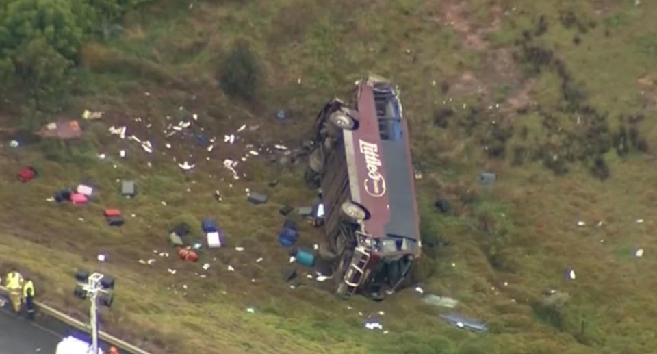 Pictured is the school bus that was carrying the students to the airport