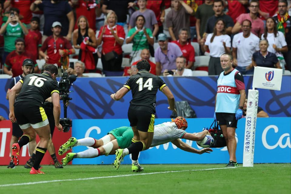 Nicolas Martins scored Portugal’s try against Wales (Getty Images)