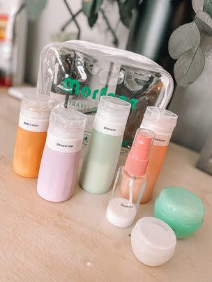 A set of TSA-approved silicone travel bottles