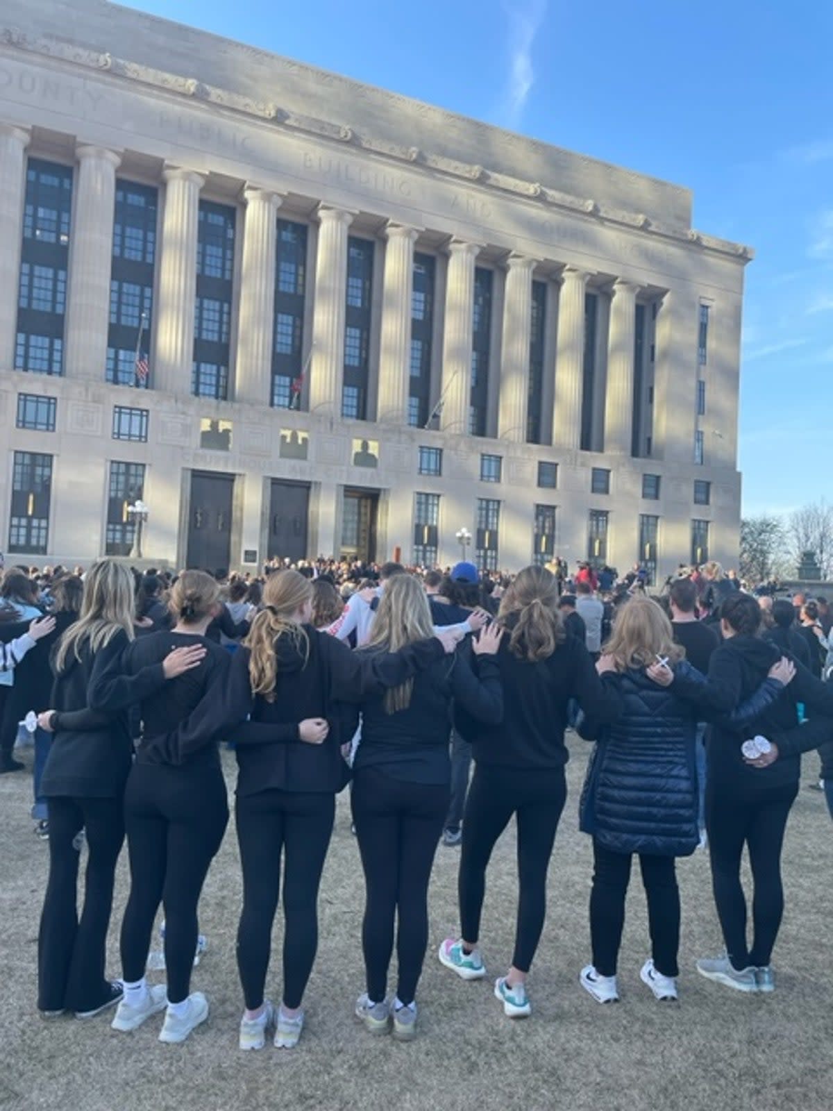 Students, families and Nashville residents gathered to mourn and pray on Wednesday at Nashville’s Public Square Park following the Monday shooting at The Covenant School which left three children and three adults dead (Sheila Flynn)