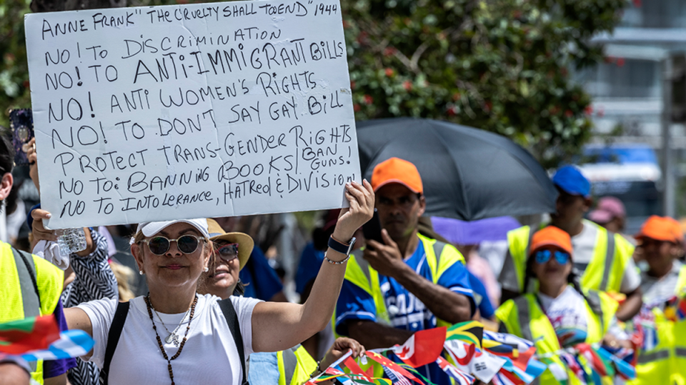 Activists protest new immigration law (EPA)