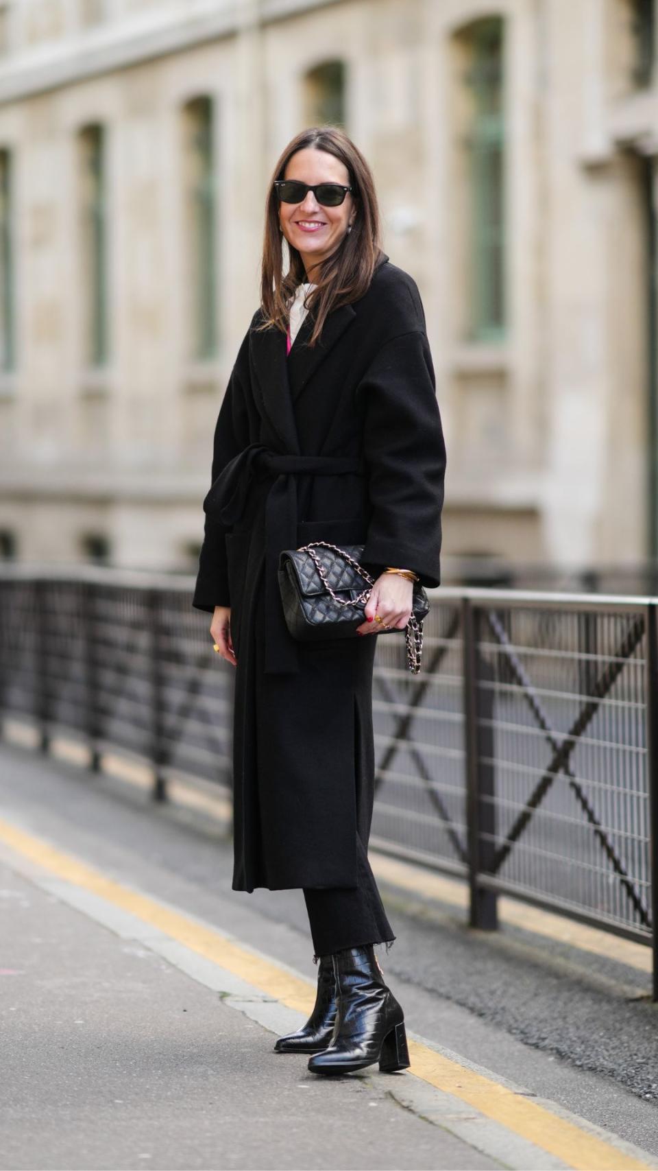 24. Black leather boots & matching coat