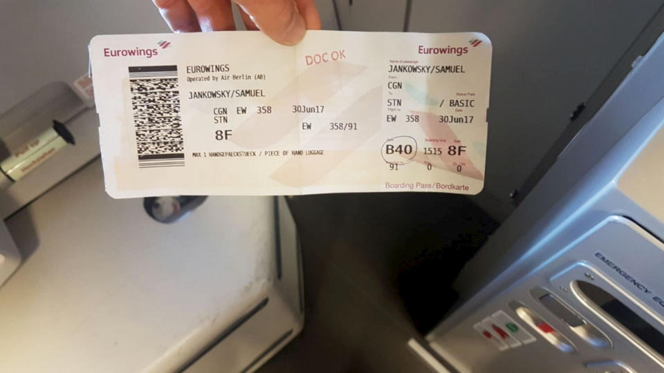 Mr Jankowsky said his boarding pass was checked three times (Picture: SWNS)