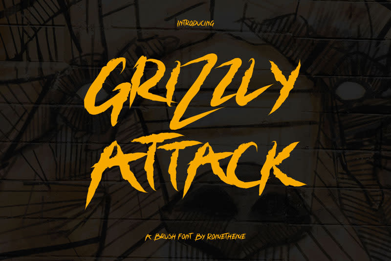 Screenshot of Grizzly Attack, one of the best free graffiti fonts