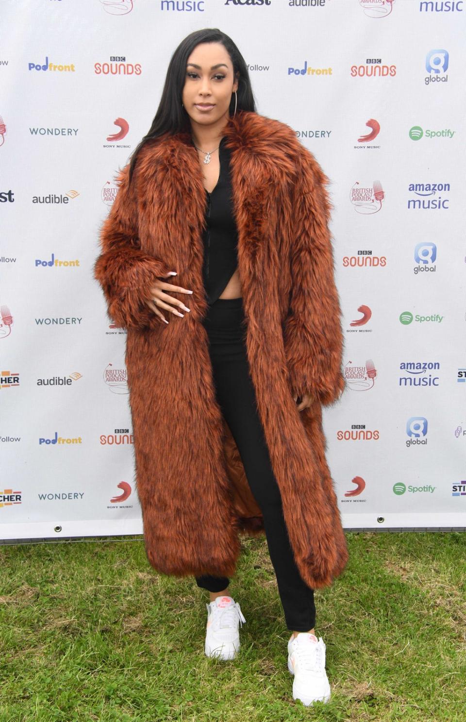 Snoochie Sly arrives at The British Podcast Awards 2021 at Brockwell Park on July 10, 2021 in London, England (Getty Images)