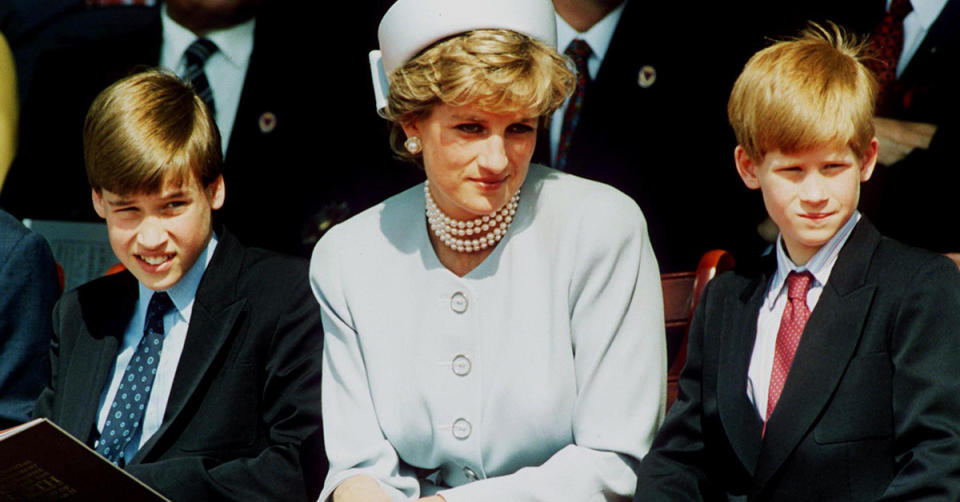 Princess Diana with Prince WIlliam and Prince Harry