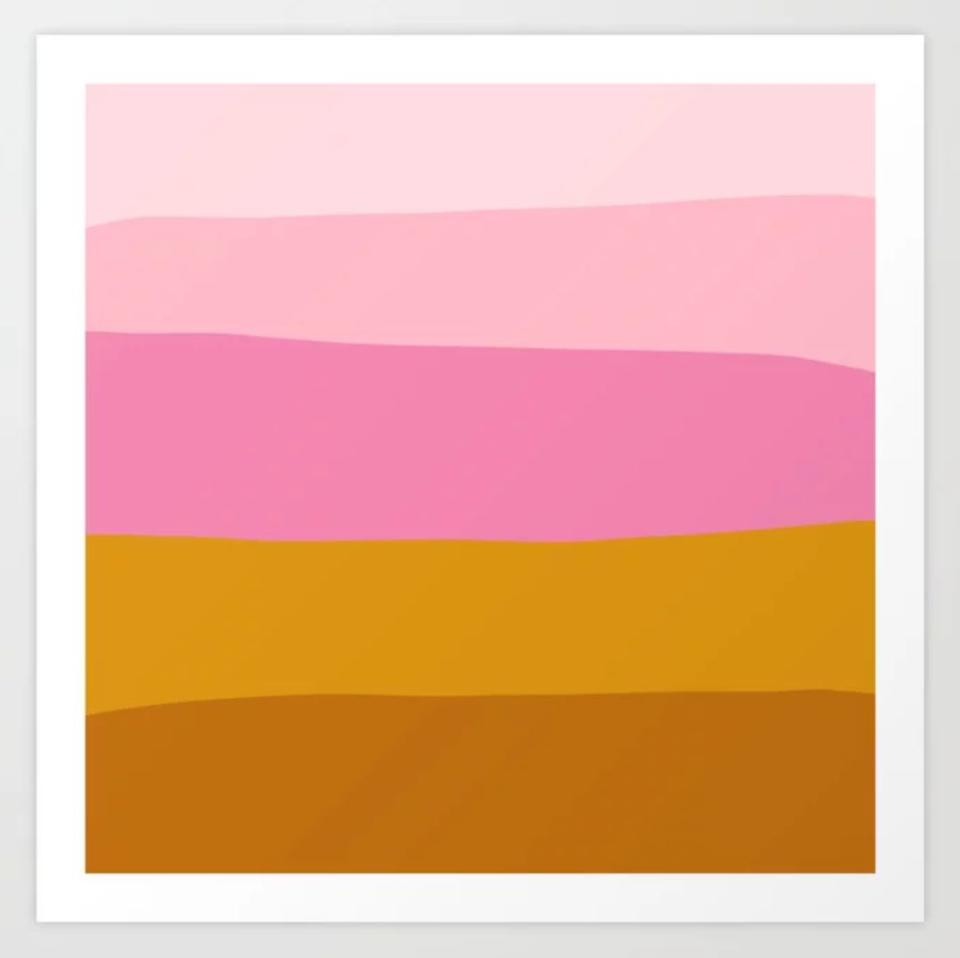 Spruce up a bare wall with an art print that looks like a sunset.&nbsp;<strong><a href="https://fave.co/37IlWHe" target="_blank" rel="noopener noreferrer">Get this art print at Society6</a></strong>. (Photo: Society6 / apricot+birch )