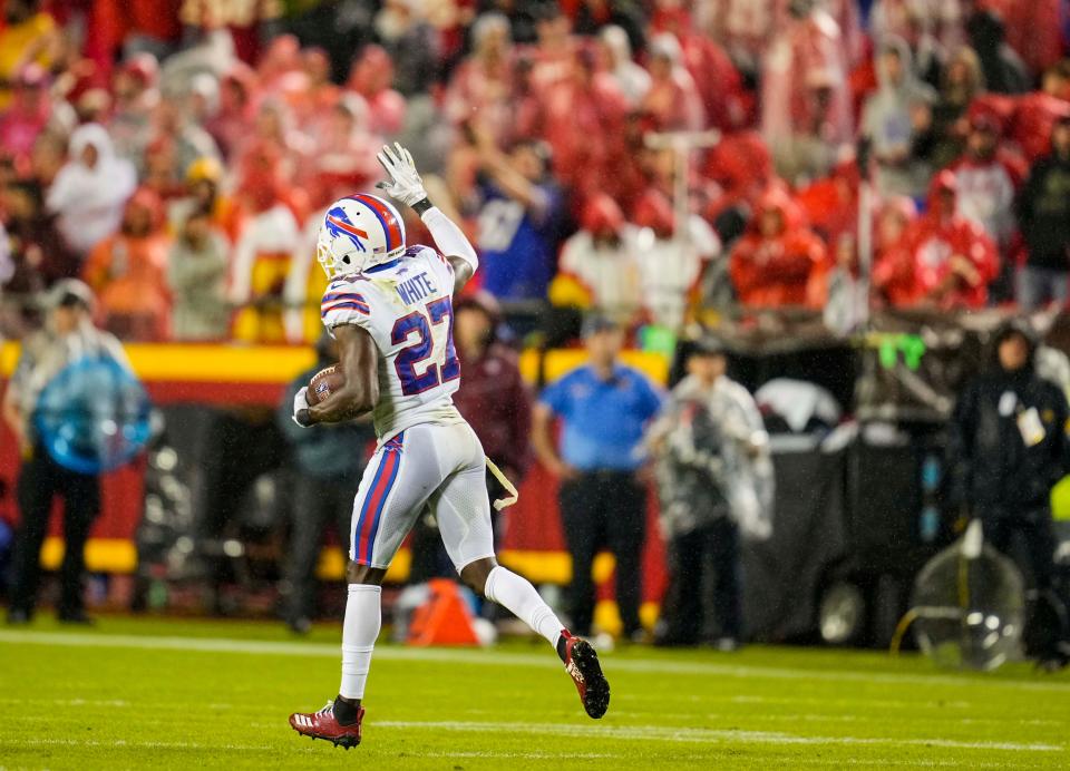 Tre'Davious White, who recovered this fumble when the Bills beat the Chiefs in October, won't be available for Sunday's divisional playoff game.